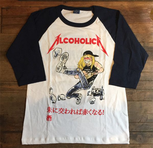 ALCOHOLICA(METALLICA) ラグランTシャツ 朱に交われば赤くなる