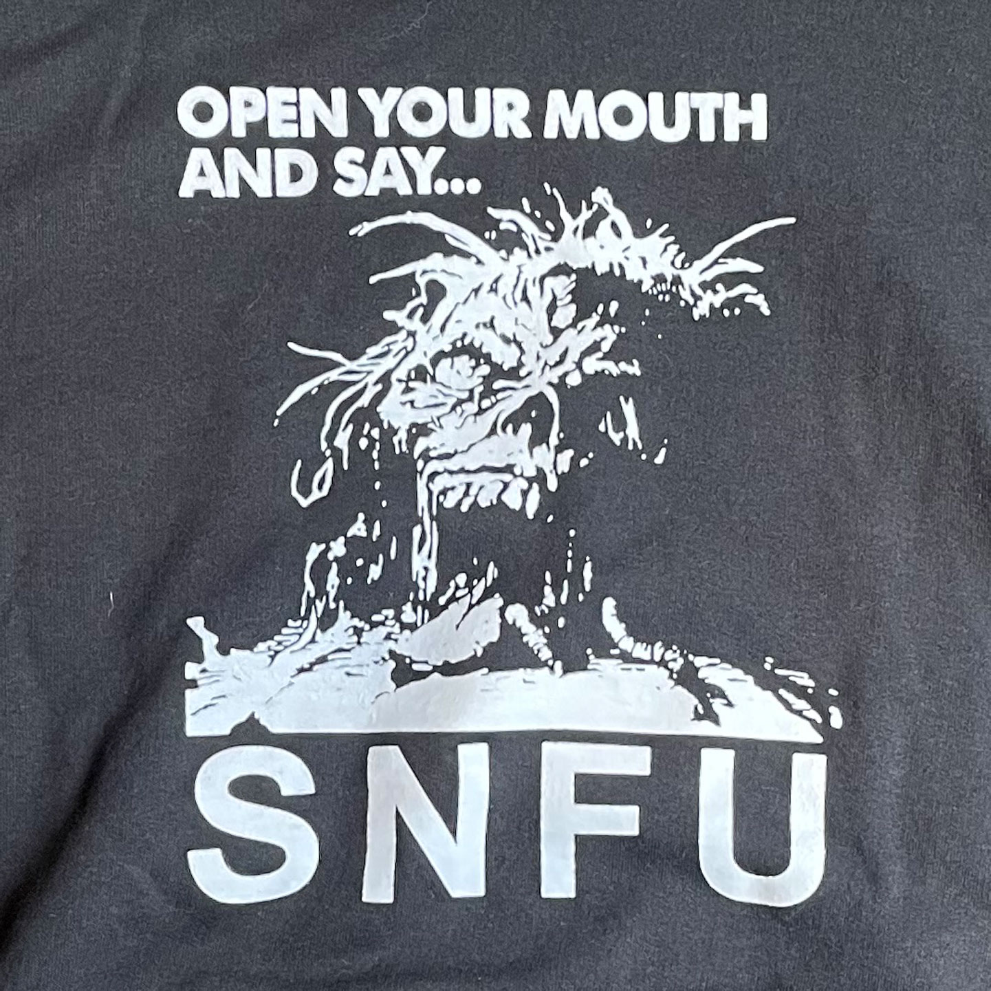 S.N.F.U パーカー OPEN YOUR MOUTH AND SAY...