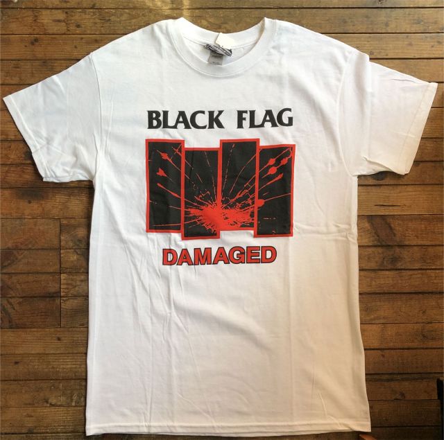 BLACK FLAG Tシャツ DAMAGED WHITE