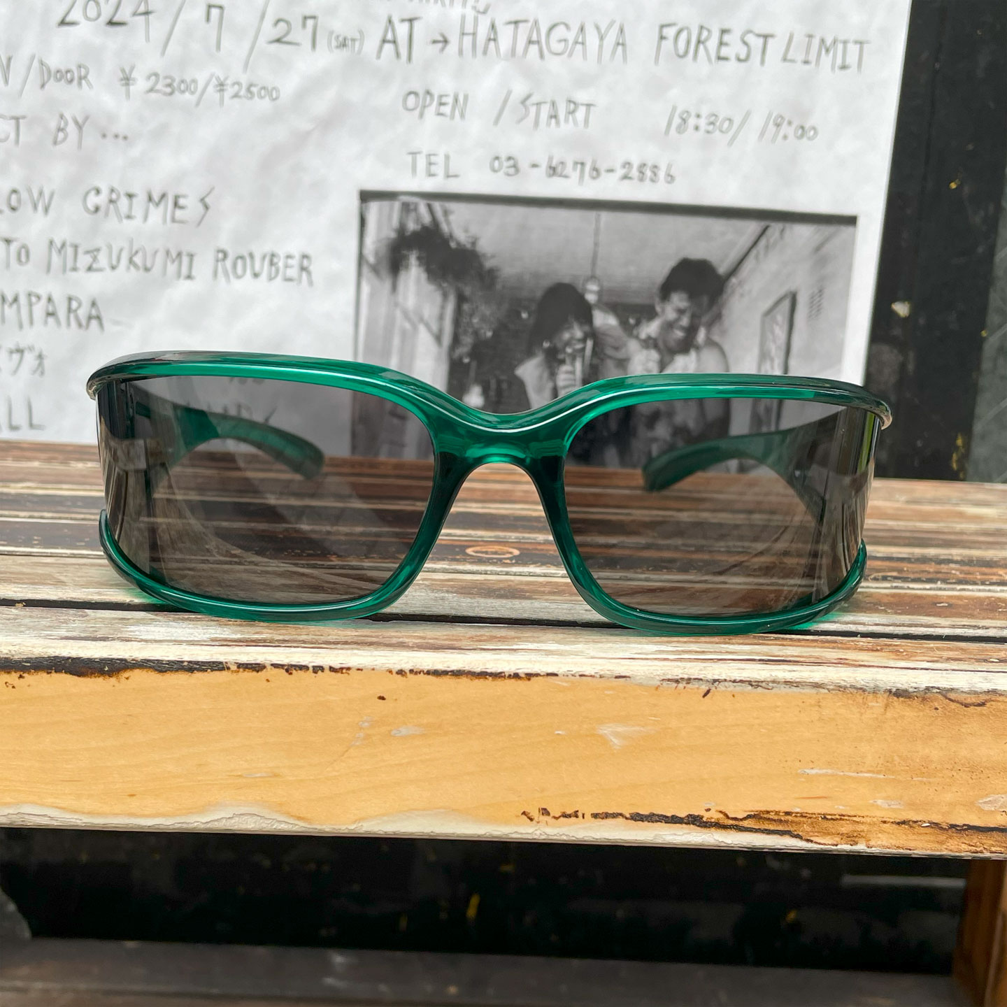 PUNK SUNGLASS CATS EYE CLEAR GREEN