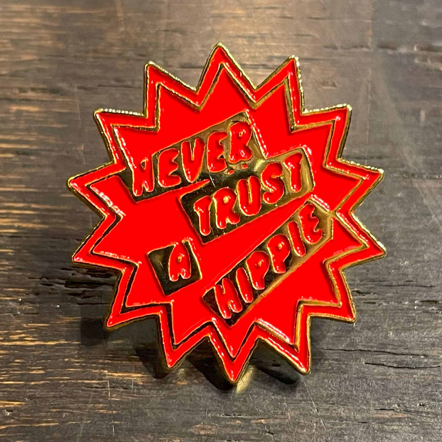 SEX PISTOLS ピンバッジ NEVER TRUST A HIPPIE