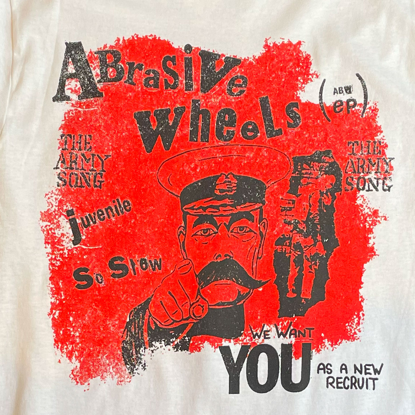 ABRASIVE WHEELS Tシャツ ARMY SONG WHITE オフィシャル！