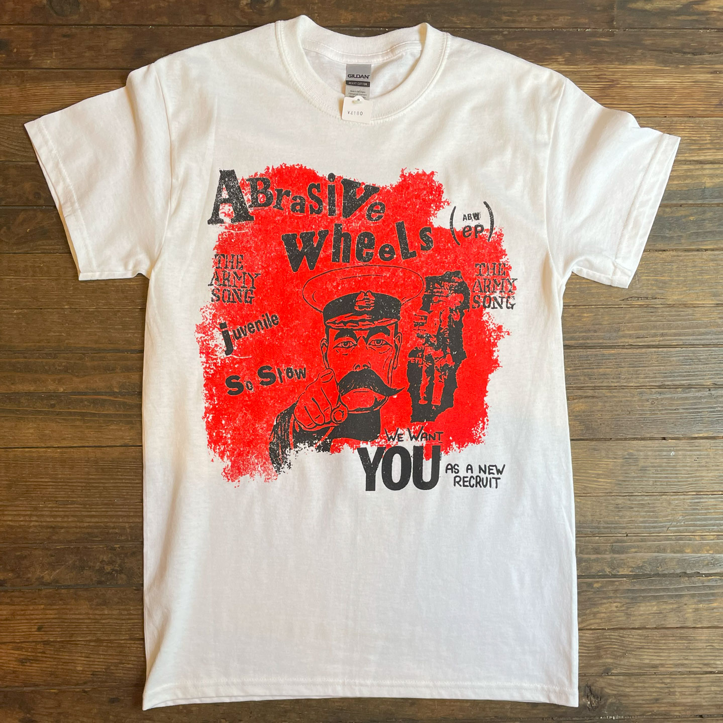 ABRASIVE WHEELS Tシャツ ARMY SONG WHITE オフィシャル！