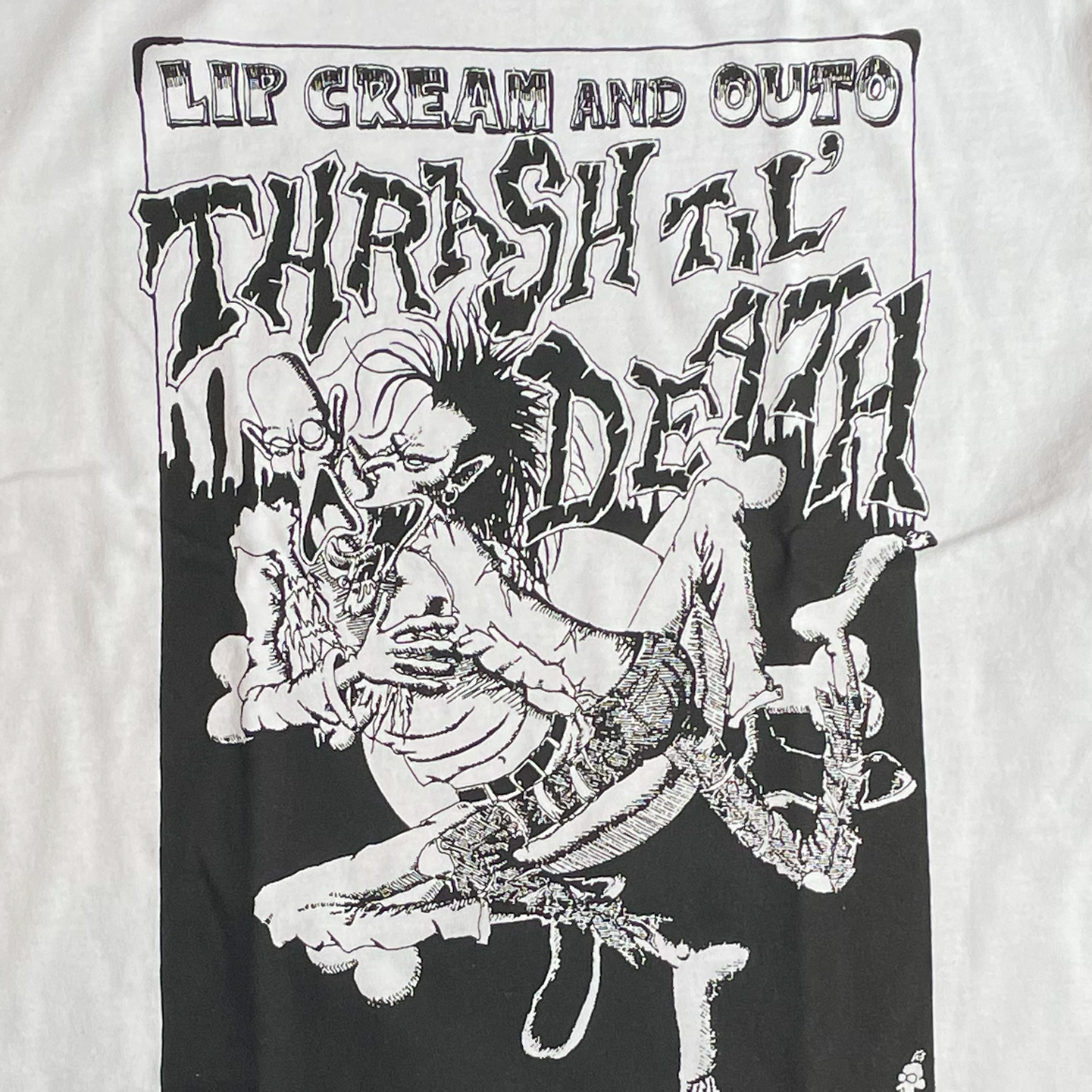 OUTO x LIP CREAM Tシャツ THRASH TIL' DEATH TOUR WHITE