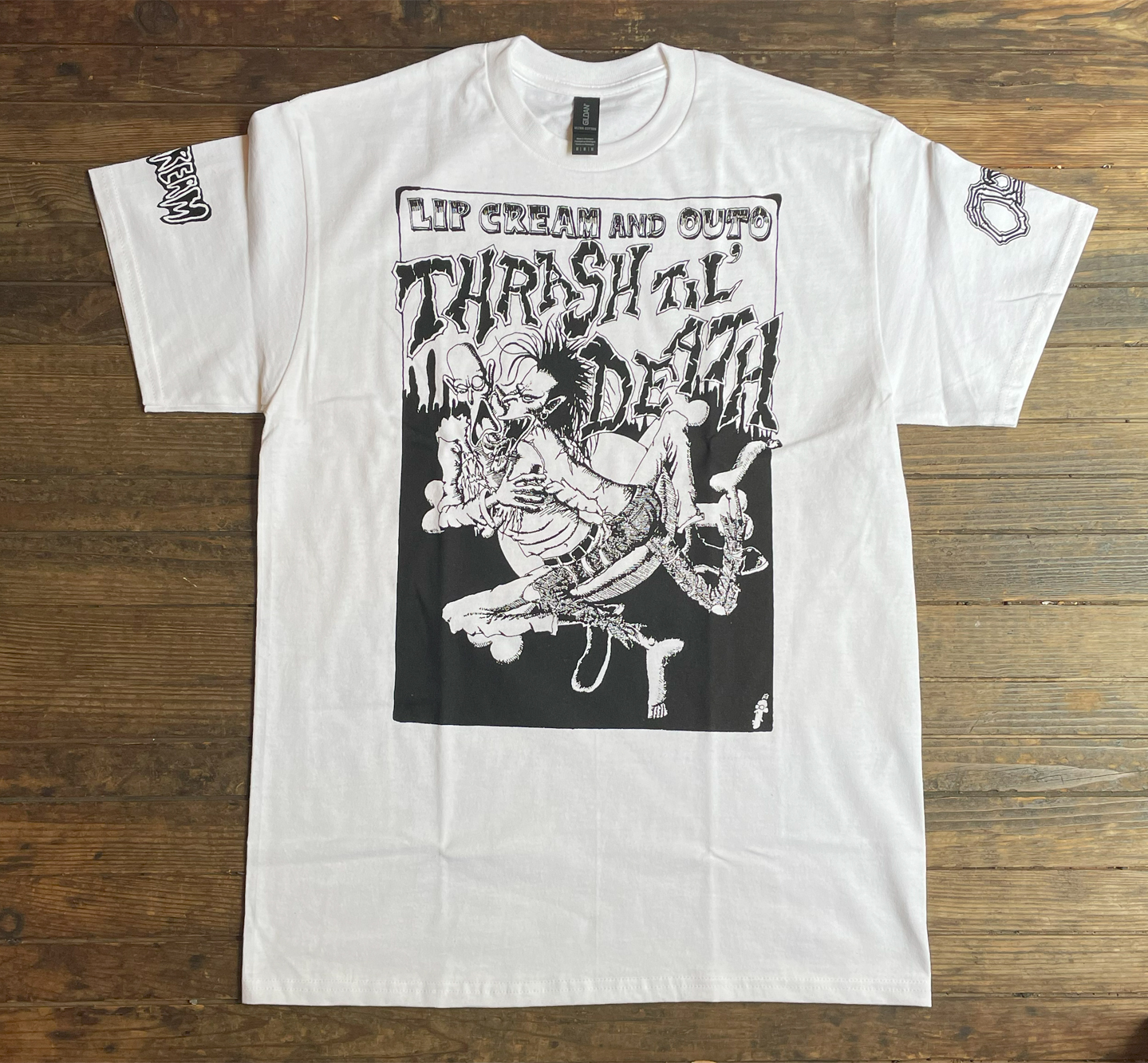 OUTO x LIP CREAM Tシャツ THRASH TIL' DEATH TOUR WHITE